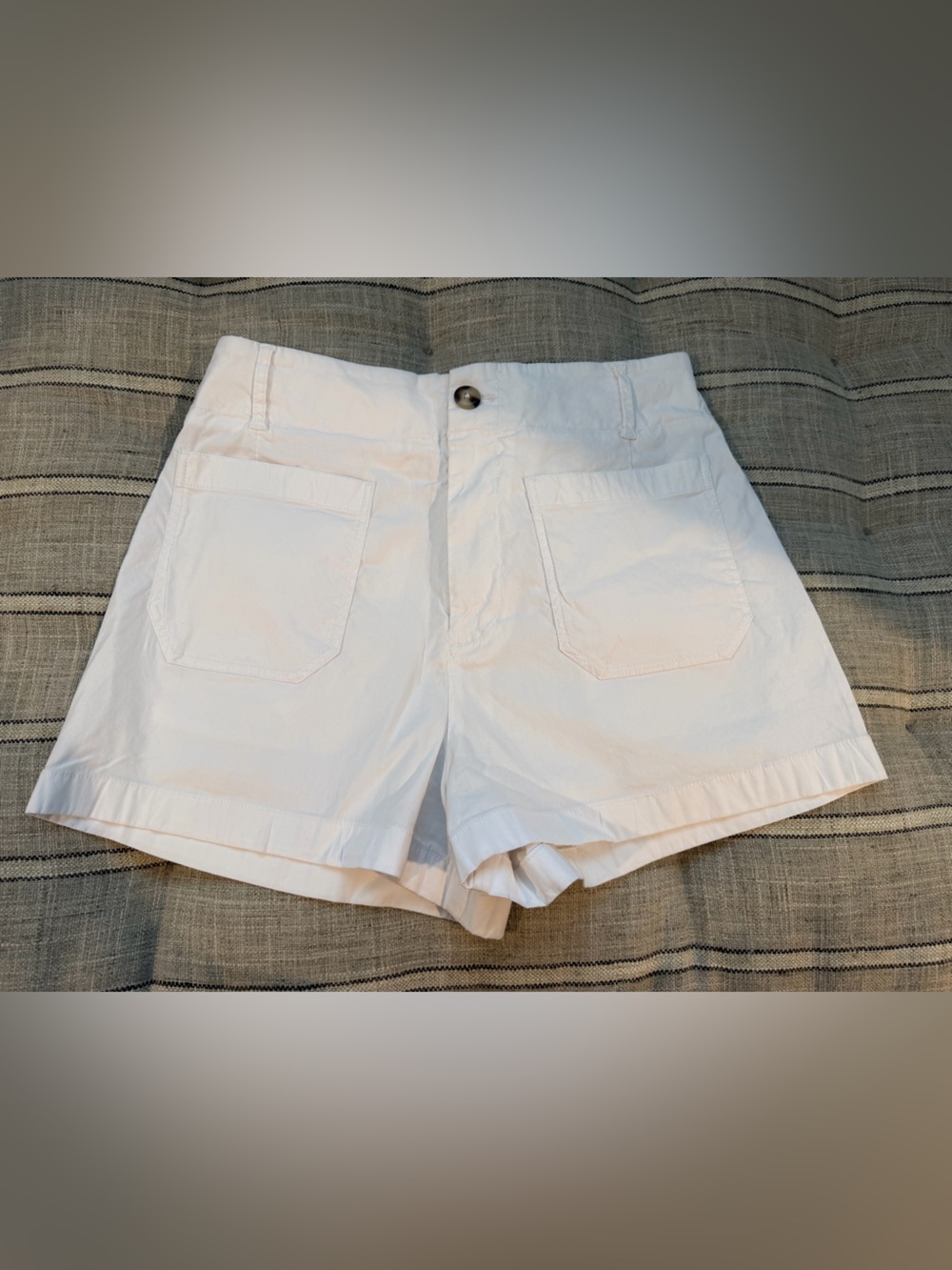 Anthropologie White High-Waist Pocket Shorts